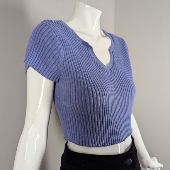 Vintage Liz Claiborne Studio Ribbed Cropped Tee Size Small Cotton Y2K - Picture 5 of 6
